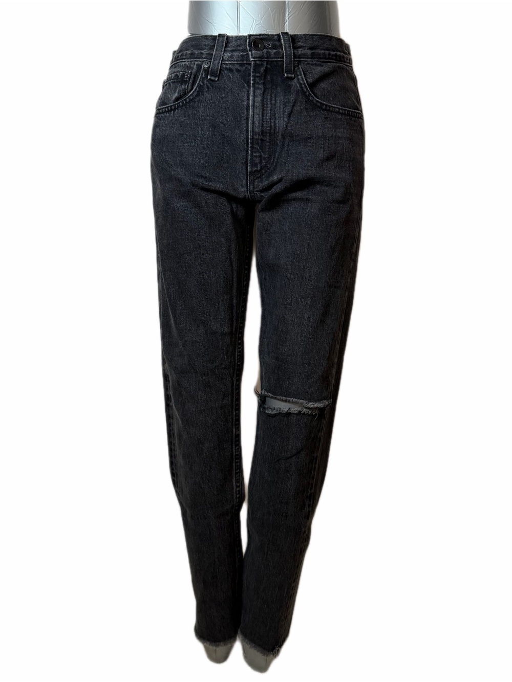 Rag & Bone Jean Black Stone Distressed High Rise Jeans 26